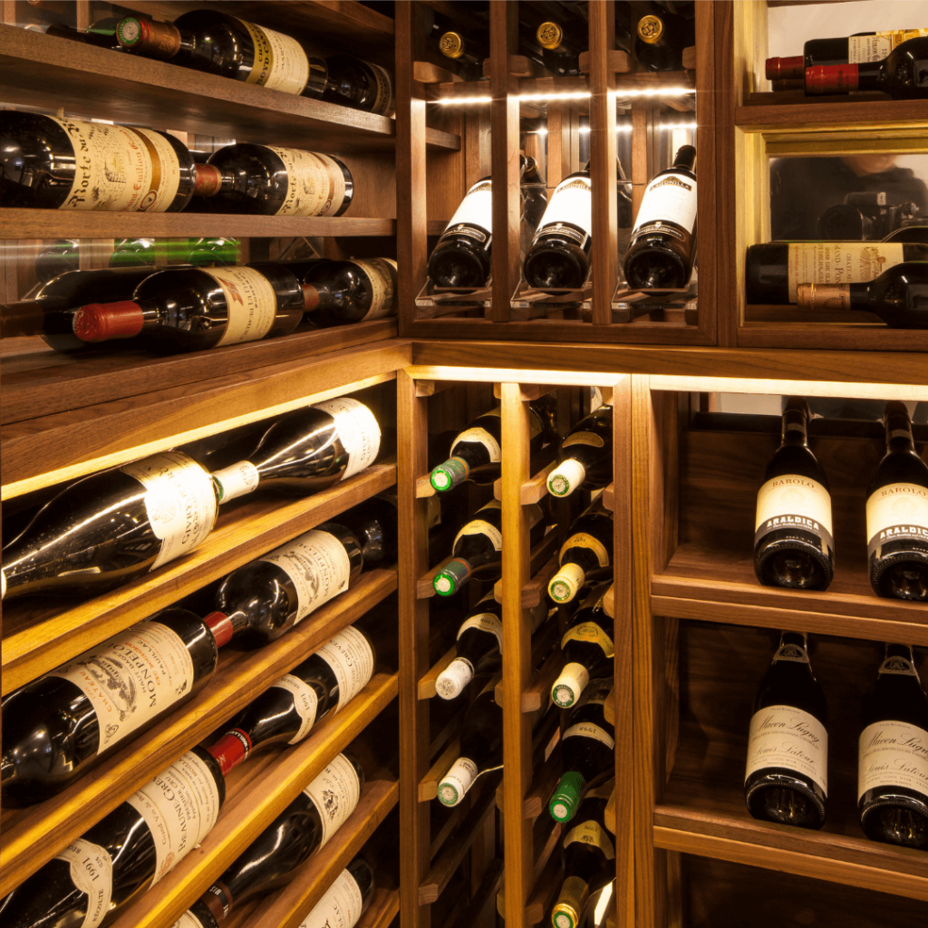 walnut wood wine room