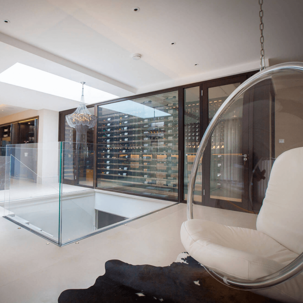 glass fronted wine wall