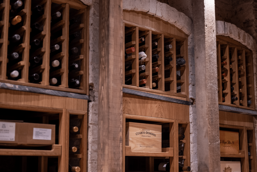 a sorrells wine rack with soft close draws for cases of wine