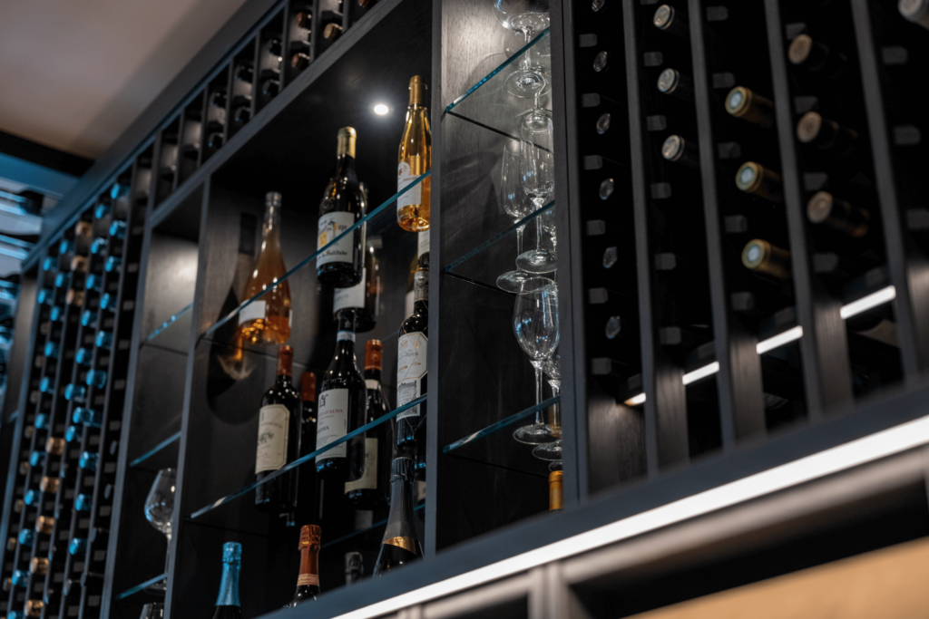 dark wooden wine rack design