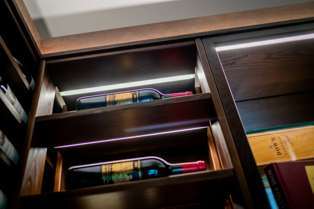an image showing the integrated led lighting within a Sorrells cellar
