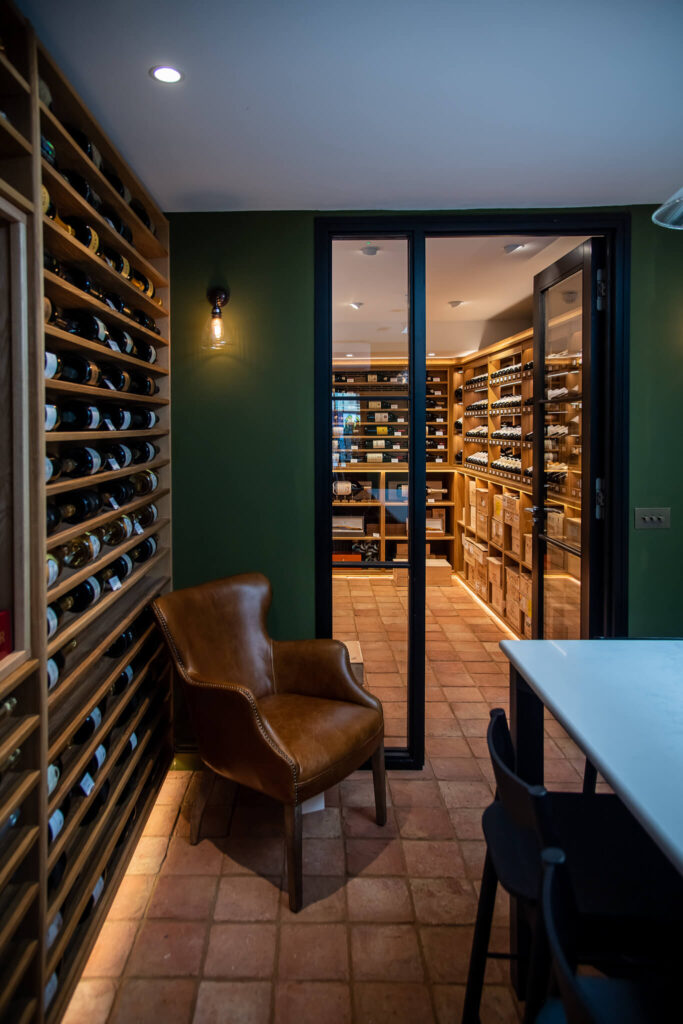 A view of the Champagne wine wall and wine cellar at Brunswick in Brighton